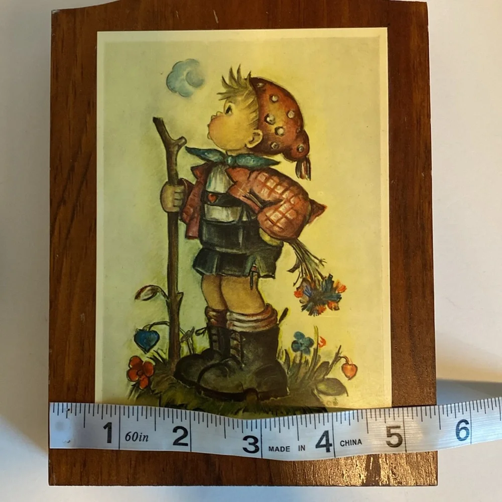 2 Vintage Hummel Wood Plaque Art Print Wall Art Boy & Girl